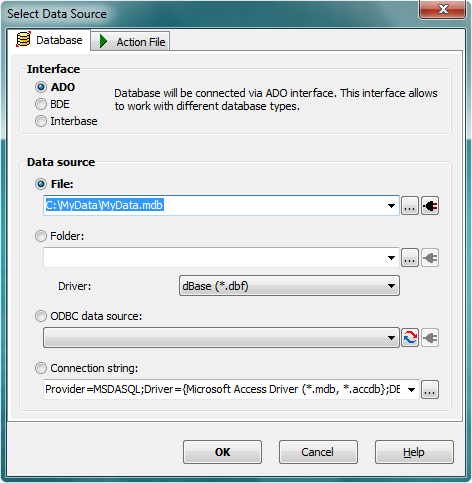 Select Data Source Dialog
