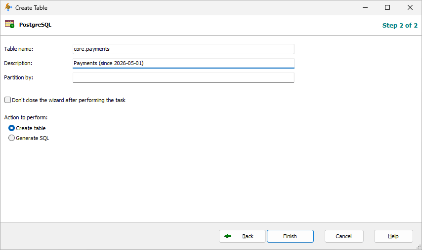 Defining table attributes