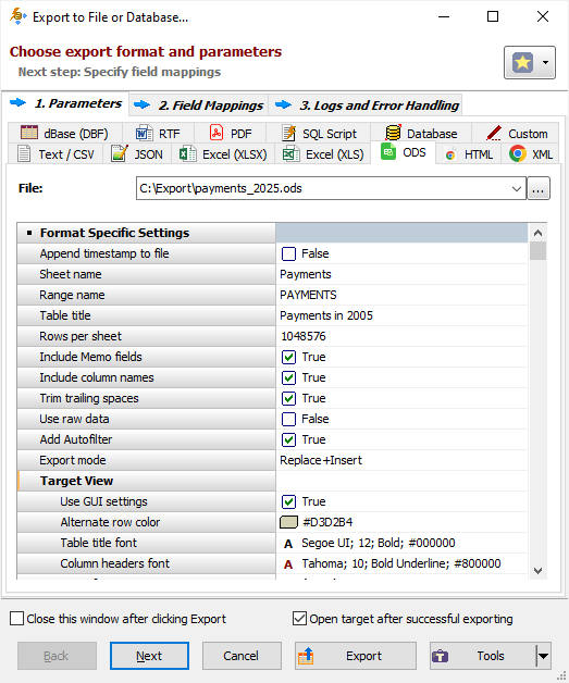 Example of Exporting Data to OpenDocument Spreadsheet (Grid Interface) Exporting Data to OpenDocument Spreadsheet Using Grid Interface