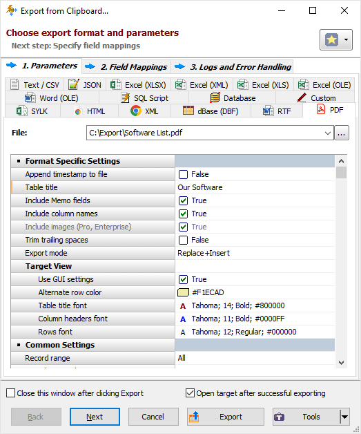 Export Data to PDF (Grid Interface)