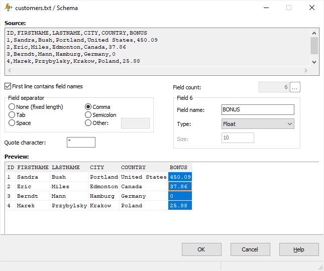 Creating text schema interface