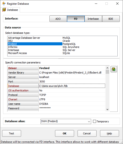 Registering Firebird Database