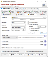 Exporting to database (PostgreSQL)